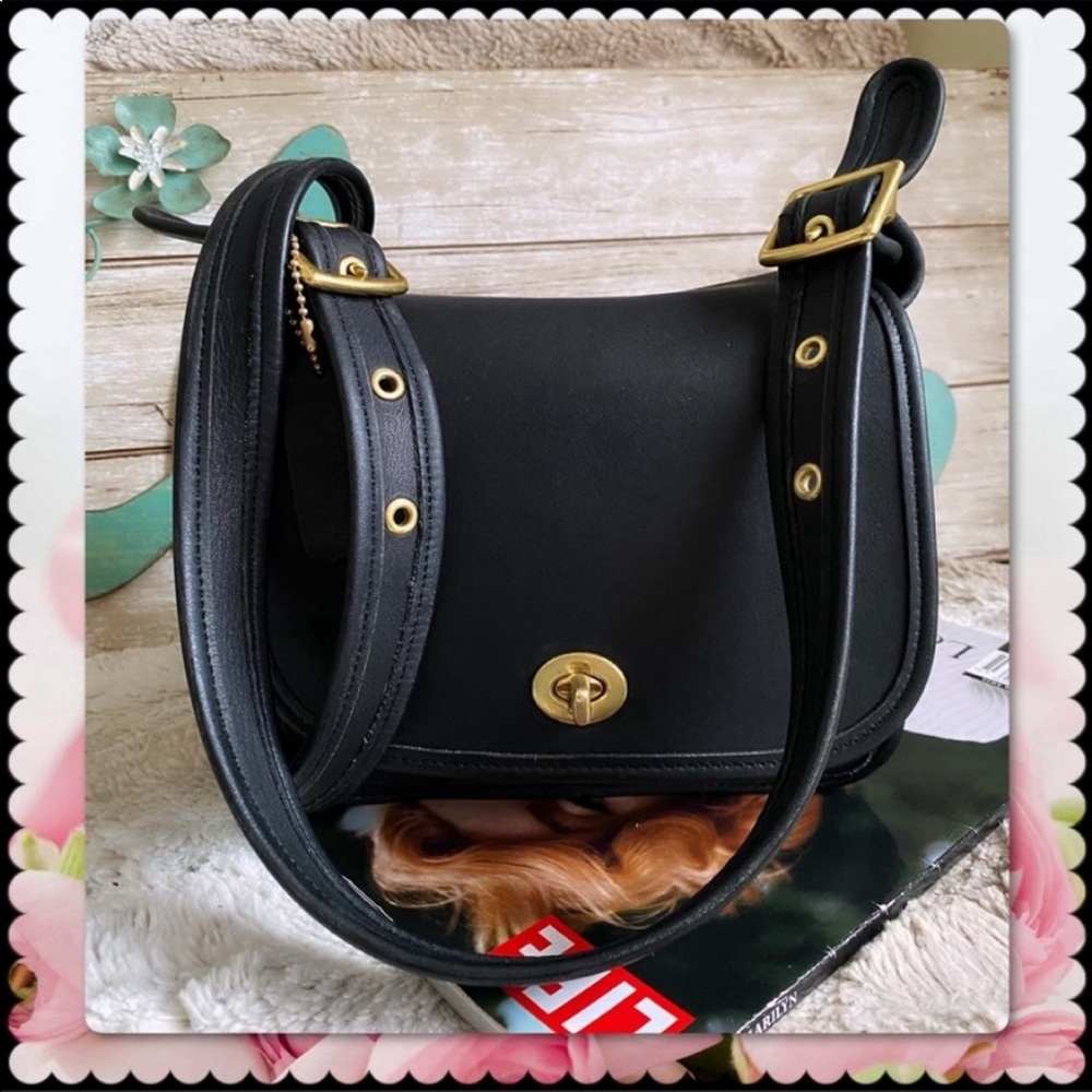 Coach Black and Gold Crossbody Bag with Structured Design